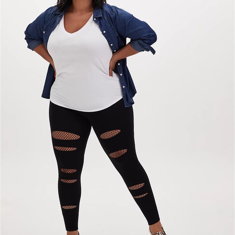 Torrid Black Deconstructed Fishnet Premium Legging